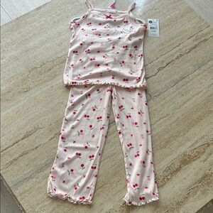 NEW 🆕 Light Pink Cherry Print Kids soft Pajamas 4/5 years
